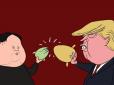 Хто кого: Російський карикатурист висміяв відносини Трампа та Кім Чен Ина (фотофакт)